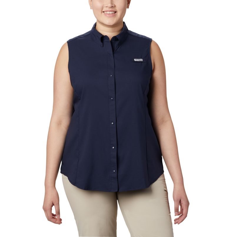 Camasa Columbia PFG Tamiami Fara Maneci Dama Bleumarin | Plus Size TNQ7A1Z09